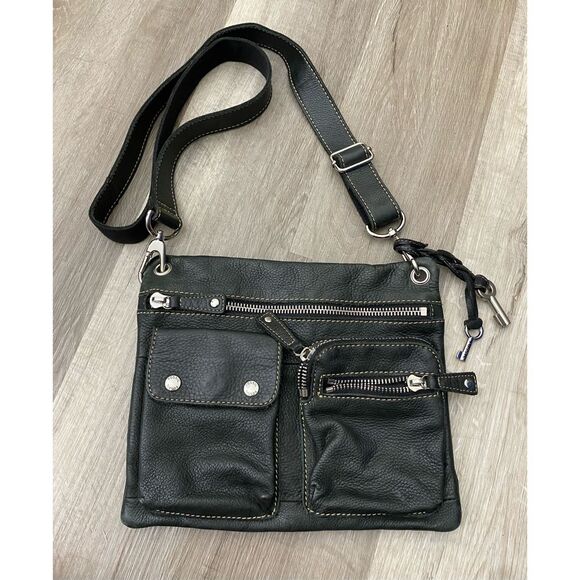 FOSSIL Sutton Black Pebbled Leather Crossbody Shoulder Bag Purse, MP $200 - Picture 1 of 9